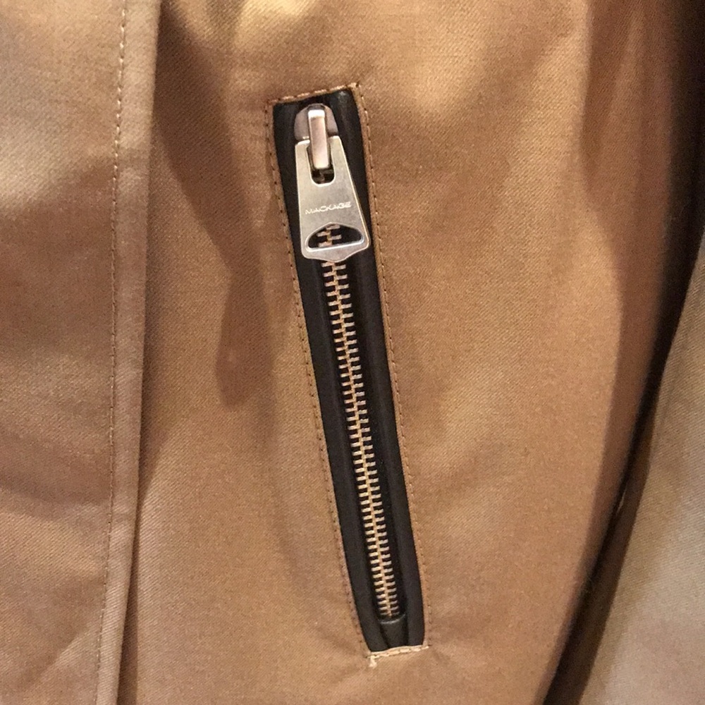 Mackage Estela Trench Coat Tan Leather Trim S EUC - Picture 7 of 15